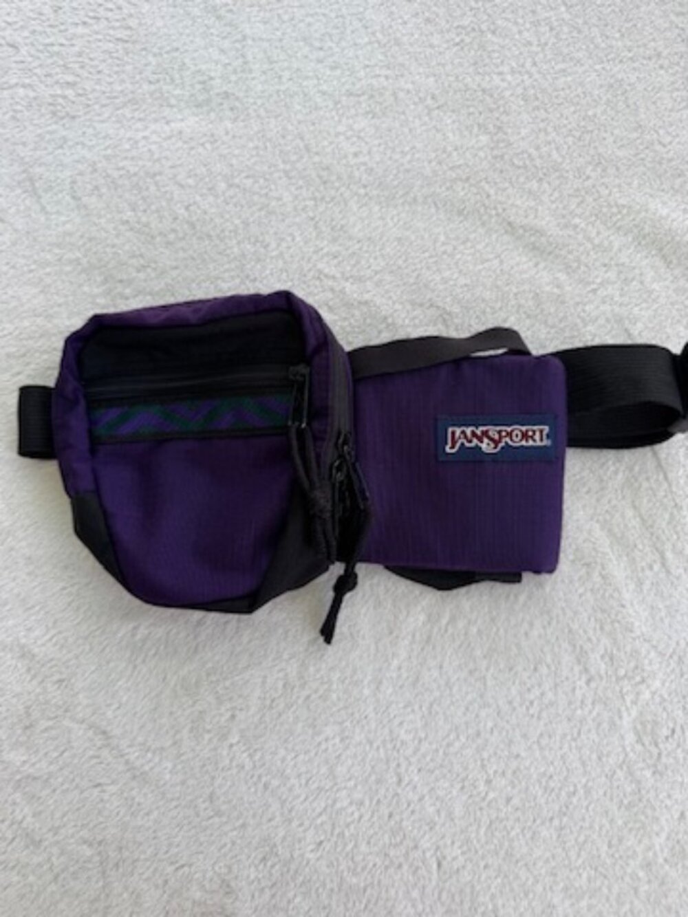 Jansport Vintage Belt Bag Fanny Pack Water Bottle Holder Purple Black